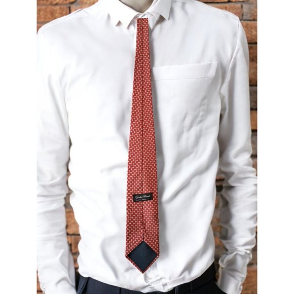 Vintage Giulio Randi Red Geometric Silk Tie – Made in Italy - Picture 3 of 10